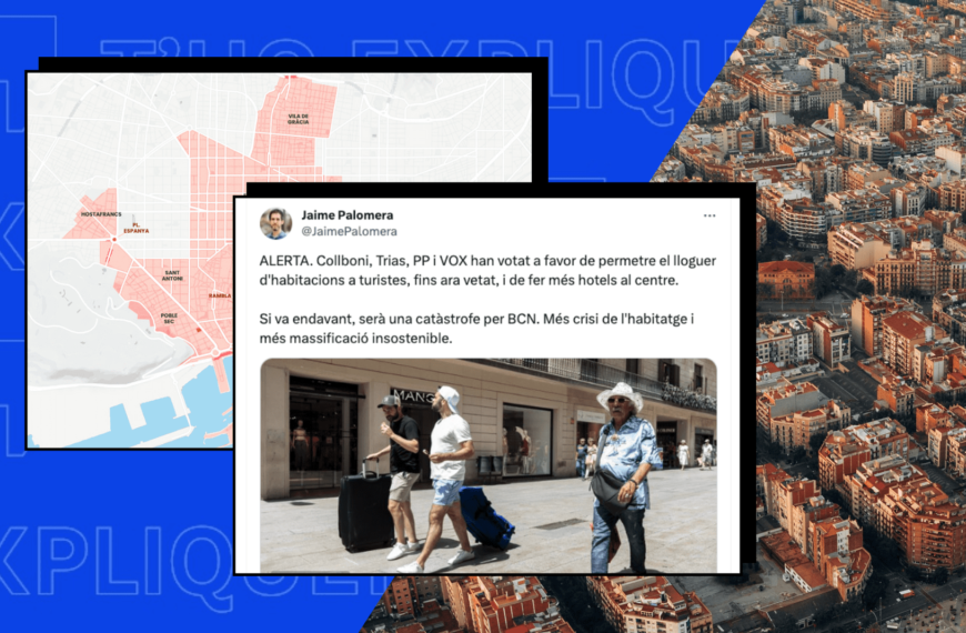 Captura de pantalla del tuit que afirma que s'ha aprovat obrir nous hotels al centre de Barcelona i permetre el lloguer d'habitacions a turistes.