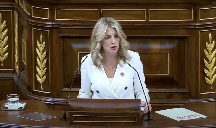 Yolanda Díaz parlant sobre corrupció al Congrés